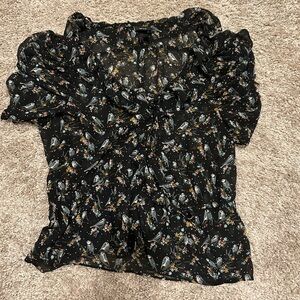 H&M Bluejay Sheer Wrap Blouse sz 12